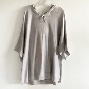 Zenergy by Chico’s Plus Size Gray Shimmer Hooded Pullover Sweater